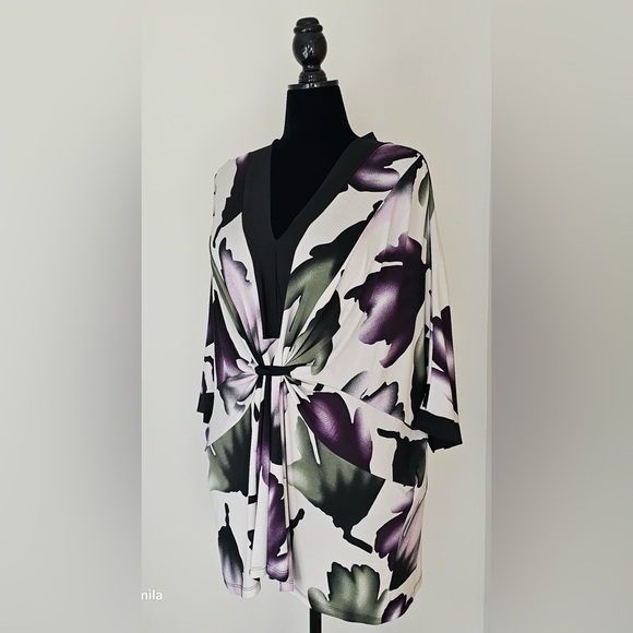 STUDIO 1940 Size 30/32W Women's Cinched Waist Multicolored Top - Picture 3 of 7